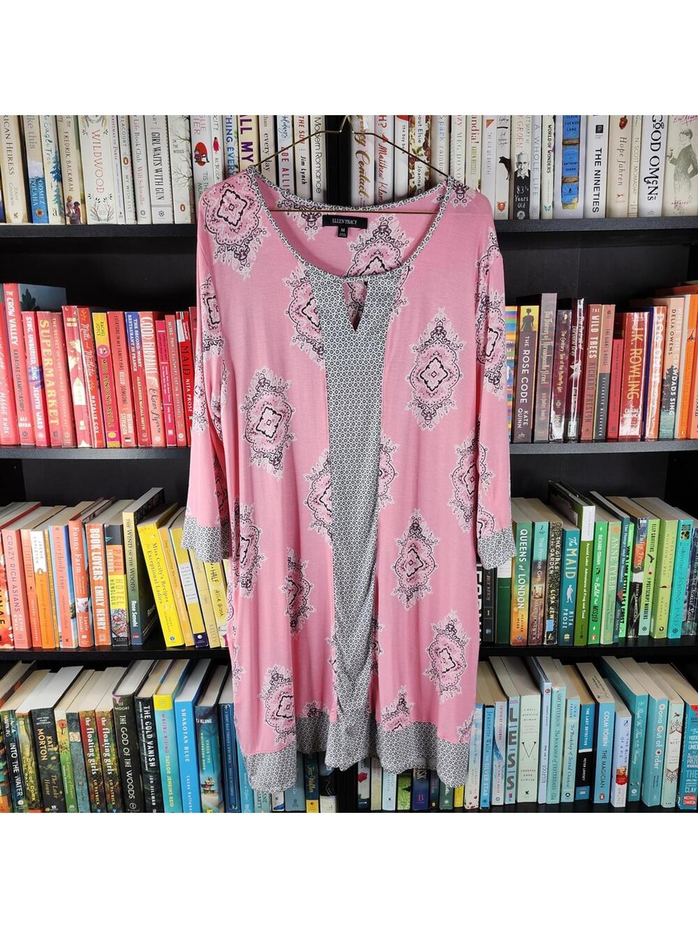 Ellen Tracy Pink and Black Patterned Sleepshirt